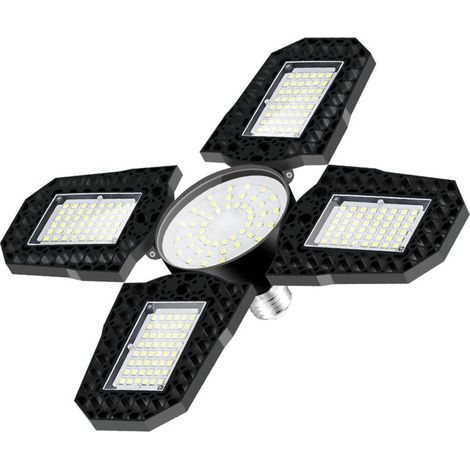 Lampe de garage LED E27 avec transformateur pliable, 100 W, haute puissance, étanche, plafonnier à quatre pales (1/5)
