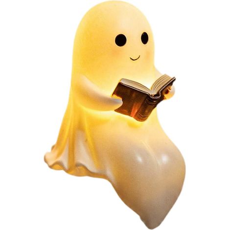 Veilleuse Fantôme Lisant Un Livre Décoration Halloween en Résine pour (1/5)