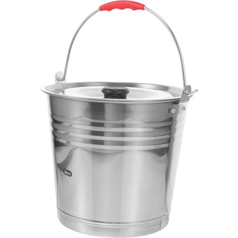Seau à Eau Acier Inoxydable avec Couvercle Seau à Glaçons Portable pour Bar et Maison avec Poignée pour Stockage et Fête (1/5)