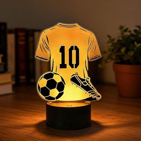 Veilleuse 3D Maillot de Football LED 7 Couleurs, Lampe de Chevet Enfant, Idée Cadeau Garçon 6-12 Ans, Décoration Chambre Garçon