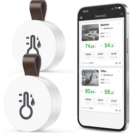 Thermomètre Hygromètre Intérieur Bluetooth Moniteur de Température et Humidité avec App Stockage de Données Thermomètre (1/5)