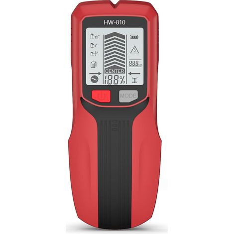 Détecteur de ligne 6 en 1, détecteur mural, détecteur de boulons multifonction avec écran LCD et alarme audio, détecteur de câbles pour tuyaux, bois, lignes électriques, tension AC, etc. (B) (1/5)