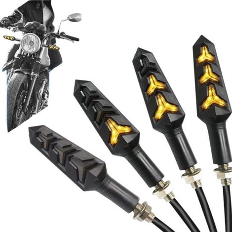 Indicatori di direzione neri standard a 12 LED, universali per moto, scooter, cruiser e veicoli fuoristrada. (1/4)