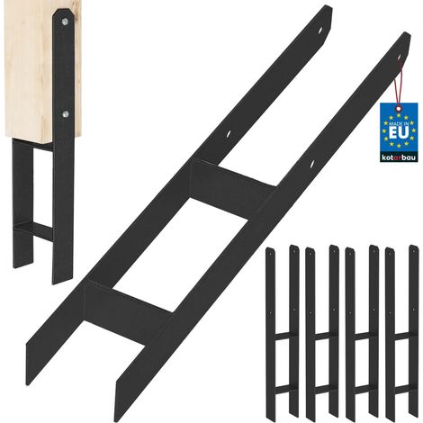 KOTARBAU® Kotarbau® Support de Poteau À Sceller - Support Poteau Bois en H 90x600 mm Lot de 4 - Pied de Poteau - Ancre Poteau Bois - Ancrage Poteau - Platine Poteau Bois - Acier Thermolaqué - Noir (1/5)