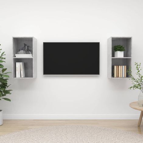 vidaXL Muebles de salón de pared 2 pzs madera ingeniería gris hormigón (1/5)