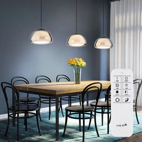 [GEBRAUCHT] B-Ware Led Pendelleuchte Hängeleuchte Glas Rauchfarbe Led Dimmbar Fernbedienung