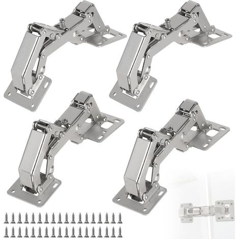 Bisagra para muebles de 170° con función de cierre suave y 36 tornillos, bisagras para puertas de armarios y muebles de madera, sin necesidad de taladrar, para puertas de 16 a 40 mm. (1/5)