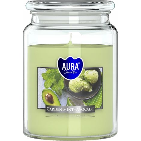 Grande candela profumata in barattolo al gusto di menta e avocado