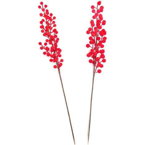 RAMO BACCHE FLOCCATE ROSSE 61CM ASSORTITE PREZZO CAD UNO