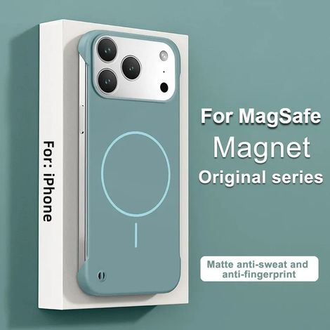 (Bleu, iPhone 14 Pro Max) Coque de protection thermique rigide mate, ultra-mince, sans bordure, au toucher doux, avec fixation magnétique MagSafe. (1/5)