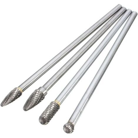 Pair Fraises Rotatives 6mm   4pcs Outils en Carbure pour Gravure, Meulage et Sculpture sur Bois et Métal