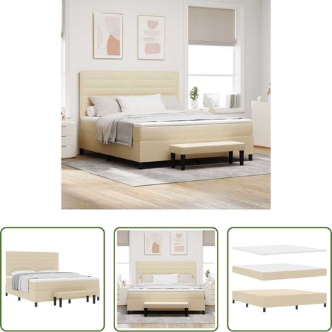 Matratze - Boxspringbett mit Matratze Creme 180 x 200 cm Stoff (1/5)