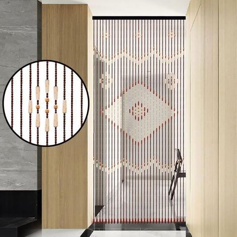 Rideau de porte en bois perlé balcon chambre balcon, rideau de porte 90x208cm nouveau (1/5)