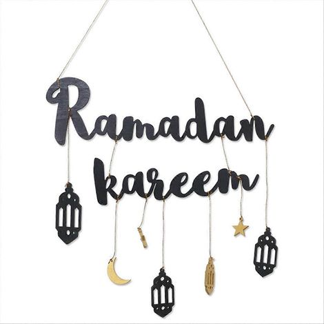 Dekoration für den heiligen Monat Ramadan mit Mond- und Sternlaternenanhänger, ideal für Eid, Holzhandwerk und Heimdekoration. (1/5)