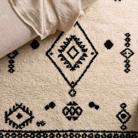 Tapis rectangulaire noir et blanc 120x60cm