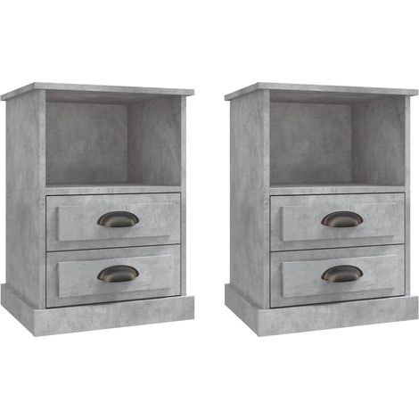 Set di 2 comodini con due cassetti e vano a giorno 43 x 36 x 60 cm MDF grigio DEC035400