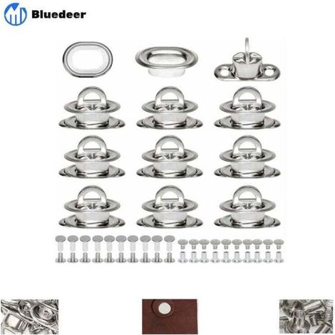 Ovale Drehverschlussösen aus vernickeltem Messing, Planen-Drehriegel mit Gegennieten und Nieten für DIY-Lederhandwerkszubehör, Handtaschenbeschläge H100