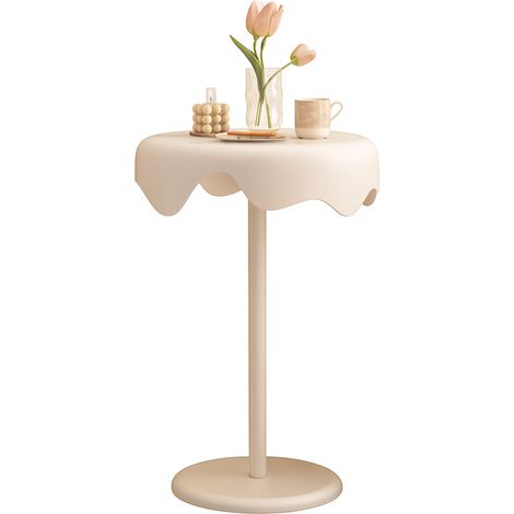 Table d'Appoint Design effet Fondu Bout de Canapé ou Table de Chevet H 58 cm x D 44 cm Blanc Crème Beige - Livraison gratuite