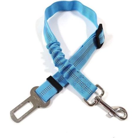 Laisse de sécurité pour chien en voiture - ceinture de sécurité réglable en longueur - 2 pièces - ceinture avec absorption des chocs élastique et mousqueton robuste - largeur 2,5 cm, longueur totale r (1/5)