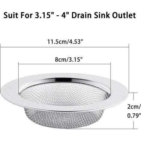 2PCS Filtre à Évier en Acier Inoxydable, Filtre de Vidange de 11,5 cm, Crépine d'évier, Tamis d'évier, Crépine d'évier de Cuisine (1/3)