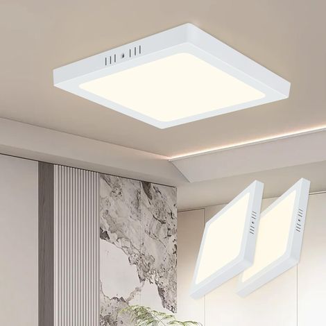 ZMH Plafonnier LED 2ER Plafonnier Carré - Lampe de Couloir 18W 4000K Lampe de Salle de Bain Blanc IP44 Lampe de Cuisine Intérieure Lampe de Chambre Plafond Moderne 23 23cm pour Chambre Cuisine Couloi (1/5)