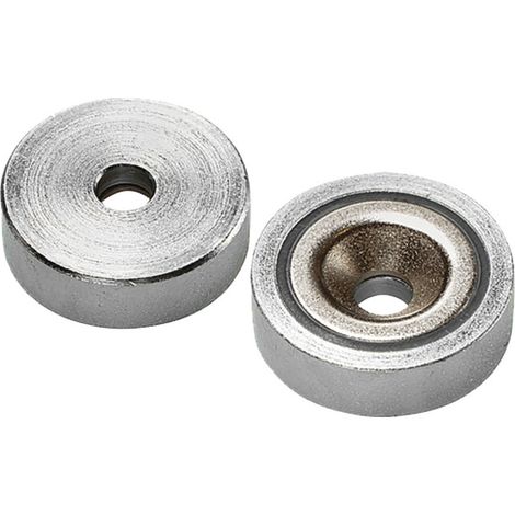 Aimant plat avec taraudage, Néodyme,⌀: 25 mm