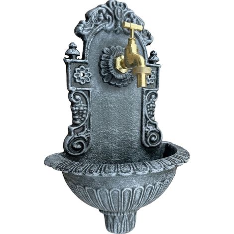 Fontaine Murale Antique avec Robinet, Grise (1/5)