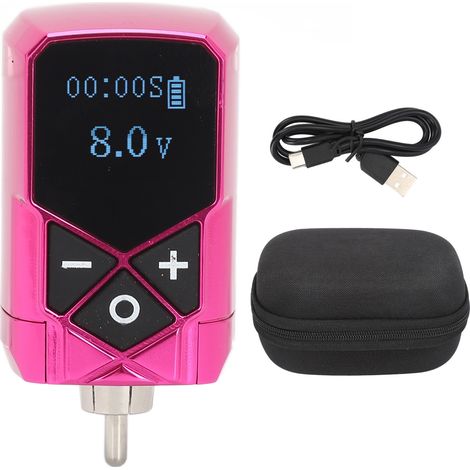 Bloc d'alimentation rechargeable USB 2400mAh pour stylo de tatouage, interface RCA, rouge rose (1/5)