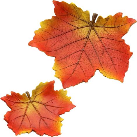 Lot de 2 bols décoratifs en forme de feuille d'automne, dimensions (L x l x h) par bol : 25 x 13 x 7 cm et 17 x 18,5 x 4,5 cm, pointu (1/4)