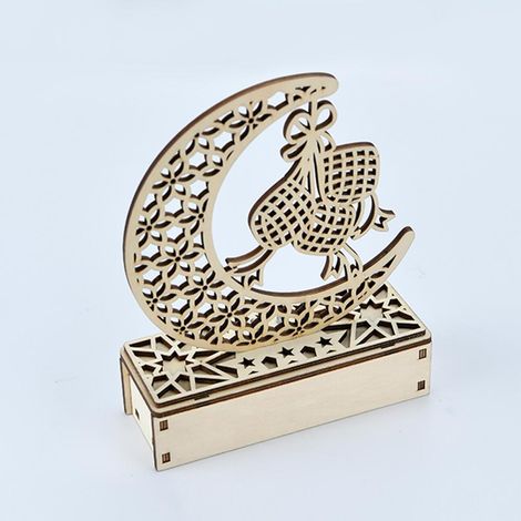 Décorations LED pour l'Aïd et le Ramadan, sculptures ajourées en bois, lampe de table durable, artisanat (1/5)