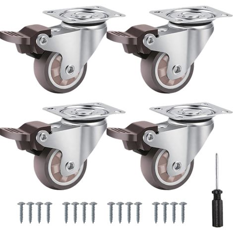 Set 4 Ruote Universali Piroettanti Da 50 Mm – Ruote Girevoli A 360° In Gomma E Acciaio – Portata 200 Kg – Kit Completo Con Viti E Cacciavite