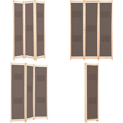 3-teiliger Raumteiler Braun 120 x 170 x 4 cm Stoff - Raumteiler - Holzrahmen - Stoffscreen - Schiebevorhang - Wohnbereich - Home & Living (1/5)