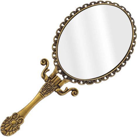 Miroir à Main élégant avec poignée Vintage pour Le Maquillage Miroir à Main de Voyage rétro en métal pour Femme pour Anniversaire (1/5)