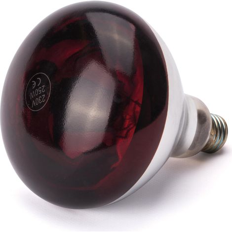 Bombilla infrarroja para lámpara calienta alimentos E27 250W roja