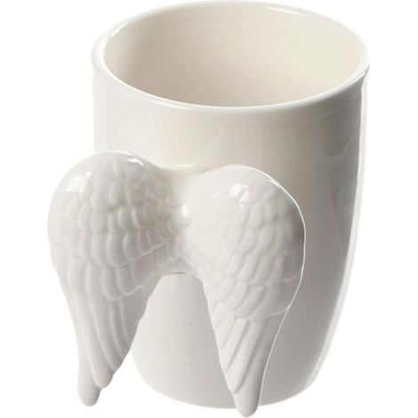 Mug en céramique - PUCKATOR - Anse ailes d'ange blanches - 11cm - Design contemporain - Blanc (1/5)