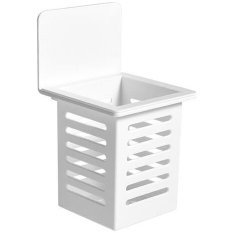 BUNTHAUS Zahnbürstenhalter, weißer Kunststoff-Zahnbürstenhalter, Badezimmer-Wand-Zahnpasta-Halter, Make-up-Pinsel-Aufbewahrungsbox, Zahnbürsten-Aufbewahrungsregal (1/5)