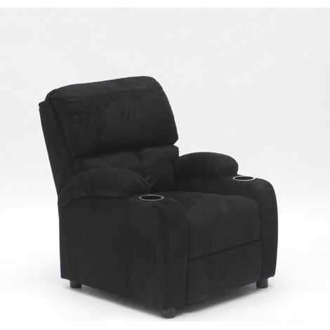 Poltrona Relax Reclinabile con Poggiapiedi in Microfibra Velluto Laura - Nero