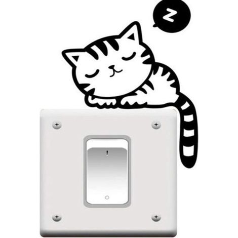 Wandtattoo „Schlafende Katze“ für Schalter, beliebtes Ergebnis - Crezuo