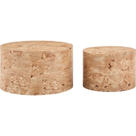 Set 2 tavolini bassi rotondi con contenitore effetto legno MDF (1/5)