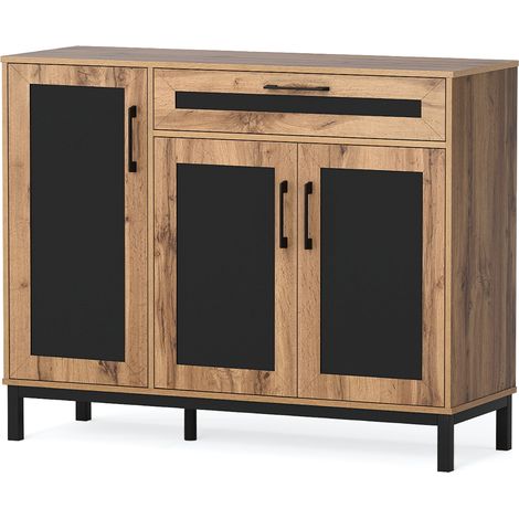 COSTWAY 120cm Sideboard Buffet Cabinet Wooden Coffee Bar Cabinet with Drawer