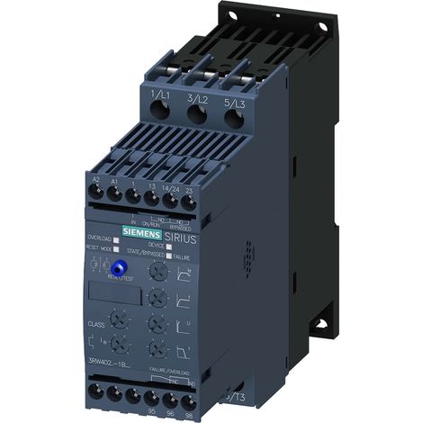 Siemens Arrancador suave S0, 38A, 18,5kW/400V, 40 grados, AC200-480V, AC/DC110-230V, 3RW40281BB14