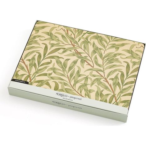 Set de table américain, lot de 6, motif branche de saule, couleur : vert (1/5)