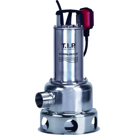 T.I.P. – Pompe de relevage eaux usées 1800W – Débit 30.000 L/h – Hauteur de refoulement 13 m – Granulométrie 40 mm – Flotteur automatique