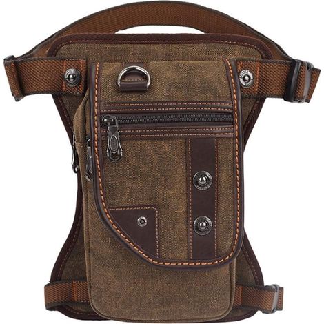 Sacoche de cuisse en toile pour moto – Pour hommes et femmes – Voyage, plein air, tactique, randonnée, escalade, cyclisme – Sacoche de cuisse et de taille – Sac banane