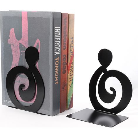 Par de sujetalibros creativos de metal macizo con temática musical para niños y amantes de la música - Decoración para el hogar o la oficina