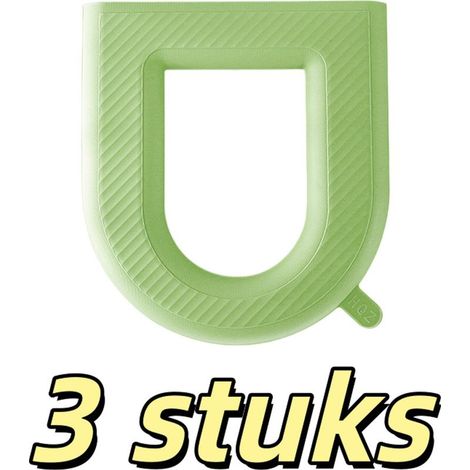 Set of 3 washable and stain-resistant EVA toilet seat covers, 39 x 43 x 5 cm, for home and hotel toilets, green (1/5)