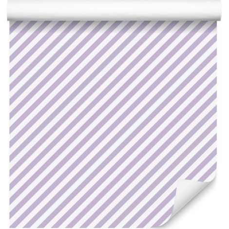 Papier peint à rayures blanches, lavande et gris clair 50x1000 cm (1/5)
