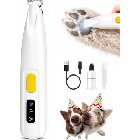 Tondeuse à pattes de chien améliorée avec lumière LED, lame large de 18 mm, faible bruit de 35 dB, étanche, tondeuse rechargeable pour chiens et chats, coupe de précision autour des pattes, (1/5)