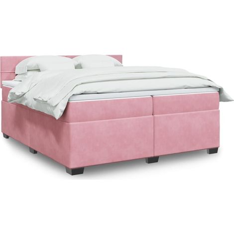 Boxspringbett mit Matratze Rosa 200x200 cm Samt (1/5)