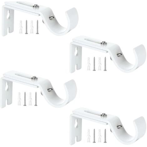 4 Pièces - Support Tringle À Rideaux - Fixation Métal Réglable - Pour Maison Et Bureau - Blanc - 8,8-11,5cm (1/5)